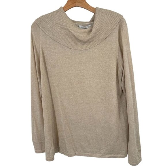 Judith Hart Collection size XL gold Metallic Knit cowl neck Sweater womens - Picture 1 of 10